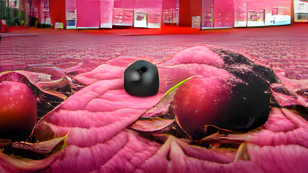 …ein Black Apple auf einem rosa Teppich