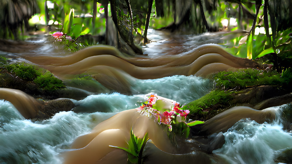 …fließendes Gewässer durch Schönheit Kargheit und Üppigkeit