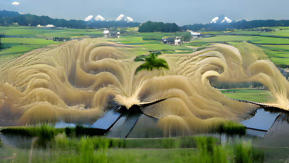 …eine Windwelle durch ein Reisfeld