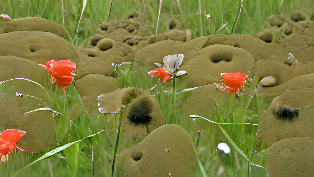 …Mohnwiesen in wildbewachsenen Gleisbeeten mit Honigschleudern.